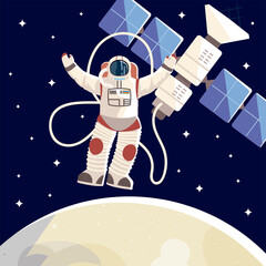 Wall Mural - space explorer, astronaut satellite moon universe
