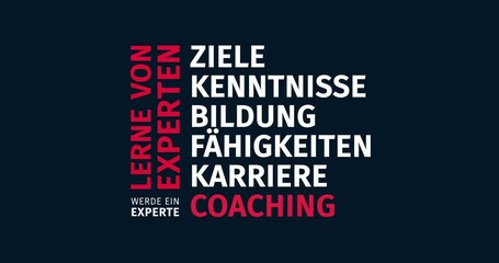 Wall Mural - coaching. werde ein experte. animierte schlagwortwolke. kinetische text animation.