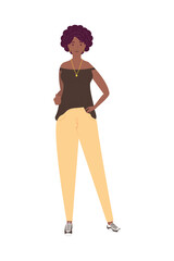 Wall Mural - young afro woman with yellow pants avatar character