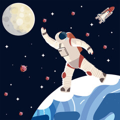 Canvas Print - cosmonaut character in spacesuit and helmet