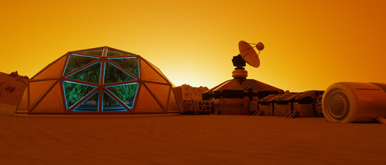 Wall Mural - an outpost on the red planet mars (3d rendering)