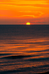 Wall Mural - Beautiful red sunset on the sea landscape