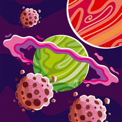 Poster - space planets and asteroids galaxy abstract design