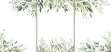 Watercolor Floral Illustration Set - Green Leaf Frame Collection, For Wedding Stationary, Greetings, Wallpapers, Fashion, Background. Eucalyptus, Olive, Green Leaves, Etc. High Quality Illustration