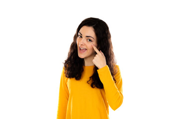 Adorable teenage girl with yellow sweater