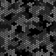 Canvas Print - Repeating digital dotted hexagonal camo military texture background