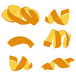 Orange peel, zest vector cartoon set isolated on a white background.