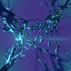 Aufkleber - Organic liquid metal in modern style with a depth of field. Abstract iridescent background. 3d rendering illustration
