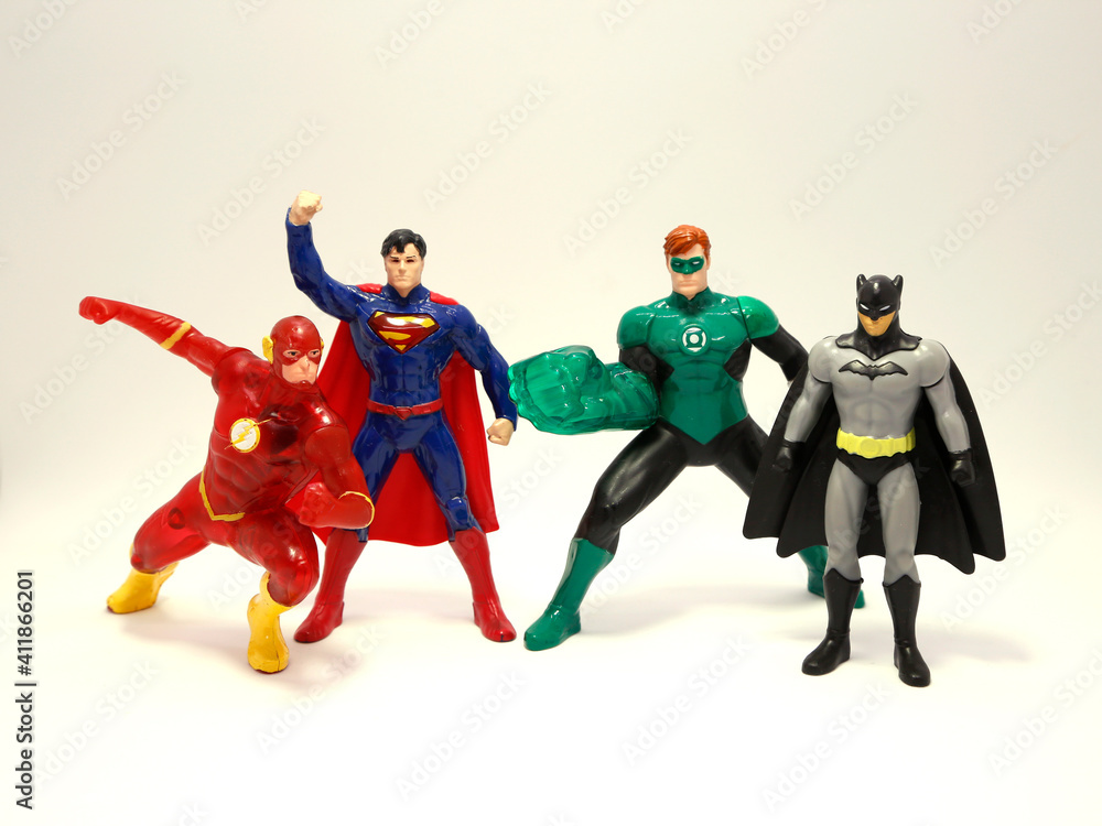 The Justice League. Batman, Superman, The Flash, Green Lantern