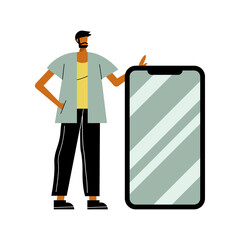 Poster - young man with smartphone character