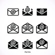 © Galatenko - set Outline email icon isolated on white background. Open envelope pictogram. Line mail symbol for website design, mobile application, ui. Editable stroke. Vector illustration. Eps10