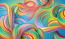 Digital Illustration, Abstract Red Green Background With Tangled Lines And Loops, Modern Colorful Horizontal Wallpaper