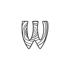 Poster - W Letter Wood Texture logo art vector design