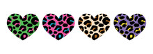 Hearts With Animal Print In Vector Format, Individual Objects