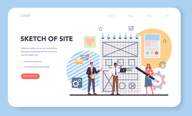 Website prototyping web banner or landing page. Web page