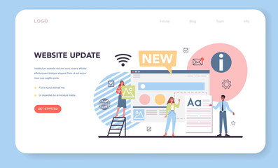 Sticker - website technical support web banner or landing page. idea