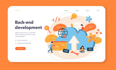 Back end development web banner or landing page. Software