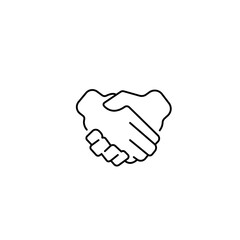 Sticker - Handshake gesture linear icon. Thin line illustration. Shaking hands emoji. Friends meeting. Agreement, deal, contract. Trust contour symbol. Vector isolated outline drawing. Editable stroke