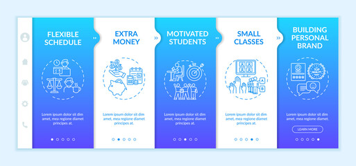 Wall Mural - online tutoring benefits onboarding vector template. motivated students and small classes. responsiv