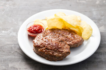 Wall Mural - fried ground meat with tomato sauce on dish