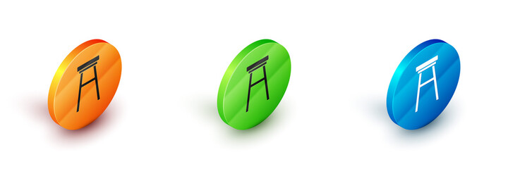 Sticker - Isometric Chair icon isolated on white background. Circle button. Vector.