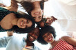 © etonastenka - Group Of Happy International People Standing In Circle And Looking Down At Camera. Diversity, race, ethnicity and people concept