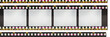 scan of 35mm negative film material on white background with empty or blank frames, retro photo placeholder, filmstrips isolated.