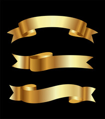 golden ribbons banner set.