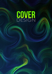 Wall Mural - Modern colorful cover design, flyer, brochure template vector with wave line in blue and green color