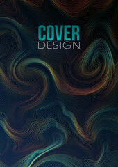Wall Mural - Modern colorful cover design, flyer, brochure template vector with wave line in blue and orange color
