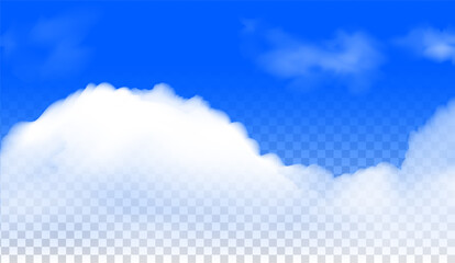 The vector realistic clouds isolated on the transparent  background.