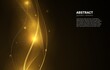 Abstract golden waves on a dark background with bright golden glow and sparks. Luxury template with sparkling vertical lines and glitter. Vector.