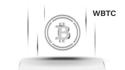 Wall Mural - wrapped bitcoin wbtc token symbol of the defi system above the pedestal. cryptocurrency logo icon. d