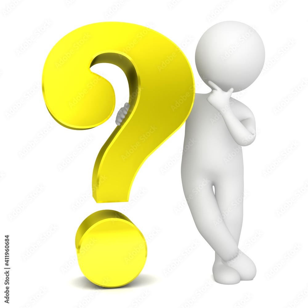Interrogating man question mark asking for help sign symbol icon white ...