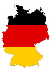 Wall Mural - Germany map with flag - outline of german state with a national flag, white background, vector