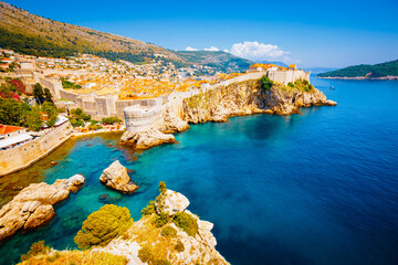Fototapete - Nice view at famous european resort city of Dubrovnik.