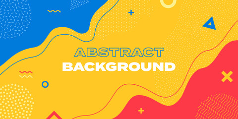Poster - Abstract pattern background. Vector creative pattern texture. Color wave template presentation design with yellow line and blue dots.