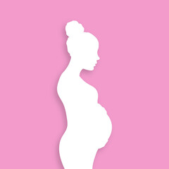 Wall Mural - Pregnant woman silhouette. Paper cut design. Vector illustration.