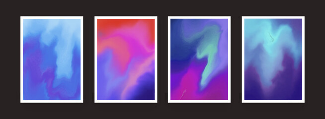 Poster - Set of alcohol ink splash drip backgrounds. Colorful watecolor posters collection. Modern abstract backdrops vector design.