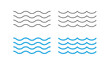 Sea wave icon set. Water logo, line ocean symbol in vector flat
