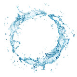 Fototapeta Łazienka - Blue water splash isolated on white background.