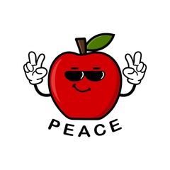 Wall Mural - cute red apple cartoon mascot character