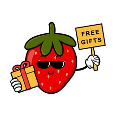 Canvas Print - cute strawberry cartoon mascot character