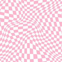 3D DISTORTED CHECKERED PATTERN. VECTOR SEAMLESS PATTERN