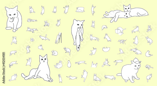 寝る 座る 遊ぶ たくさんのリアルな猫のしぐさ アウトラインのイラストセット Animal Poster Anim 山尾 由美 寝る 座る 遊ぶ たくさんのリアルな猫のしぐさ アウトラインのイラストセット Animal Poster Anim 山尾 由美