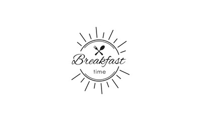 Canvas Print - Breakfast restaurant with sunrise spoon fork hipster  typography logo design