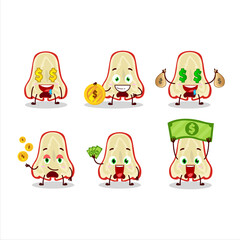 Sticker - Slice of watter apple cartoon character with cute emoticon bring money