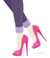 Poster - Girl Stilettos Shoes Illustration