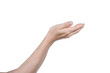 © banphote - Man hand with open palm hope, helping, Isolated on white background.