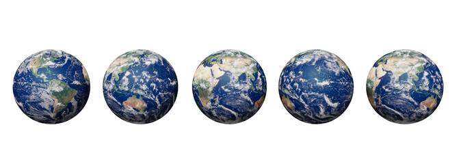 Wall Mural - set of planet earth isolated on white background with clipping path. elements of this image furnishe